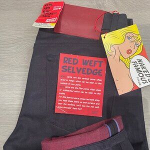 Naked & Famous Jeans Red Weft Weird Guy Brand New With Tags